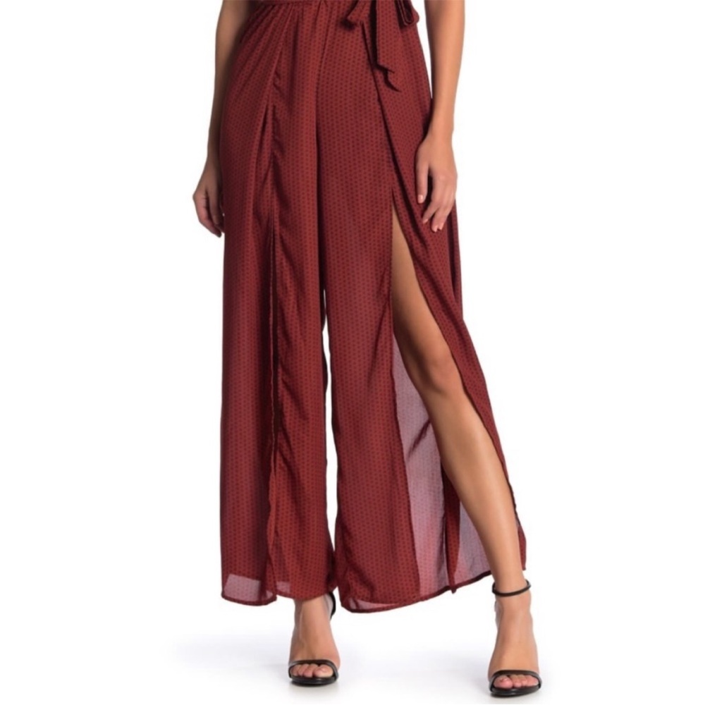 Kenedik Rust And Black Patterned Split Leg Jumpsuit Size Medium - Picture 2 of 12